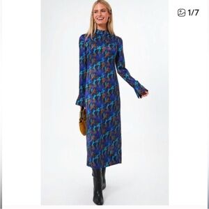 STAUD NWT Blue and Green Patterned Midi Dress - fits like a size 2